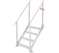 VEVOR Escalera de Muelle Altura Ajustable 75-96 cm Pontón Escalera para Barco 4 Escalones Aleación de Aluminio Carga 226 kg con Pasamanos Pedales Antideslizantes para Embarque en Barco, Piscina