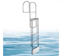 VEVOR Escalera de Muelle Capacidad de 227 kg con 5 Peldaños Antideslizantes, Pasamanos, Escalera Retráctil de Aluminio con Elevación Automática para Piscina Plataforma de Natación Pontón Lago Barco