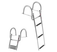 VEVOR Escalera para Barco Telescópica con Pasamanos y 3 Peldaños Antideslizantes, Soporta 272 kg, Escalera Plegable de Acero Inoxidable para Muelle Piscina Embarque Pontón Plataforma Barcos de Pesca