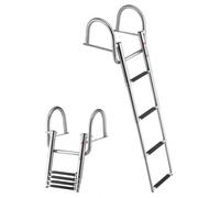 VEVOR Escalera para Barco Telescópica de Acero Inoxidable de 4 Peldaños, Soporta 272 kg, Escalera Plegable de Embarque con Pasamanos y Peldaños Antideslizantes para Muelle, Piscina, Pontón, Plataforma