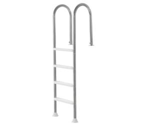 VEVOR Escalera para Piscina, 4 Escalones con Pasamanos Dobles y Escalones, Acero Inoxidable, Carga de 120 kg, para Piscinas Enterradas con Plataforma Montada, 600 x 445 x 1825 mm, Plata + Blanco