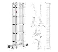 VEVOR Escalera Plegable Multiusos Extensible Alta 7 en 1, 5 Escalones con Estructura en A, Altura de Alcance de 5,8 m, Capacidad de 149,7 kg para Exteriores de Metal en el Hogar, 1965 x 708 x 2735 mm