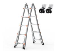 VEVOR Escalera Telescópica con Estructura en A Escalera Extensible 512 cm Escalera Plegable Portátil para RV, Tareas Escolares, Escalera de Techo para Interiores y Exteriores Carga de 149,7 kg