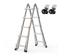 VEVOR Escalera Telescópica con Estructura en A Escalera Extensible 512 cm Escalera Plegable Portátil para RV, Tareas Escolares, Escalera de Techo para Interiores y Exteriores Carga de 149,7 kg