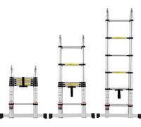 VEVOR, escalera telescópica, de 1,85 a 3,79 metros, escalera de aluminio en forma de A, ligera, plegable con múltiples secciones, capacidad de carga de 170 kg, con barra estabilizadora, escalera multi
