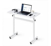 VEVOR Escritorio de Pie de 810 x 410 mm Altura Ajustable 700 a 1115 mm, con Ganchos, Ruedas 360° con Bloqueo, Capacidad de 25 kg, Mesa Móvil Compacta para Oficina en Casa, Sala de Estar y Dormitorio