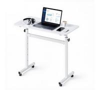 VEVOR Escritorio de Pie de 810 x 410 mm Altura Ajustable 700 a 1115 mm, con Ganchos, Ruedas 360° con Bloqueo, Capacidad de 25 kg, Mesa Móvil Compacta para Oficina en Casa, Sala de Estar y Dormitorio