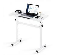 VEVOR Escritorio de Pie de 810 x 410 mm Altura Ajustable, con Ganchos, Ruedas 360°, Tablero Inclinable 0-360°, Capacidad de 25 kg, Mesa Móvil Compacta para Oficina en Casa, Sala de Estar y Dormitorio