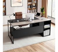 VEVOR Escritorio Ejecutivo en Forma de L, Amplio Escritorio Moderno con Cajones, Armario de Almacenamiento y Soporte para CPU, Madera, Soporta hasta 158,7 kg, para Trabajar, Estudiar y Escribir