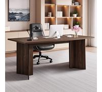 VEVOR Escritorio Ejecutivo Moderno, con Orificio para Gestión de Cables, Estructura de Panal y Aglomerado, Capacidad de Carga de 113,4 kg, para Trabajar, Estudiar y Escribir, Color Marrón y Negro