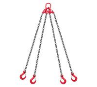 VEVOR Eslinga de Cadena de 10 mm x 3 m, con 4 Ganchos, Cadena de Grúa de 4 Ramales de Aleación de Acero G80, Carga de Trabajo 10,4 T, para Remolcar Carga y Elevación Pesada, 3450 x 410 x 50 mm