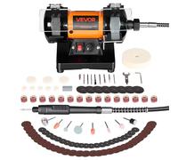 VEVOR Esmeriladora Doble 200 W, Amoladora de Banco, 8300-10600 RPM Velocidades Ajustables, Protección contra Chispas, Kit de Accesorios de 100 Piezas, Multifuncional para Madera Piedra Metal Joyería