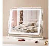 VEVOR Espejo de Maquillaje Iluminado con Tres Modos de Iluminación de Color, LED con Luces y Aumento de 5X, Puerto USB, Control Táctil Inteligente, Rotación de 360° (610 x 118 x 490 mm, Blanco)