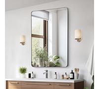 VEVOR Espejo de Pared Espejo de Maquillaje Espejo de Baño 1220 x 916 x 25 mm Espejo Rectangular Marco de Aleación de Aluminio Color Plata con Soporte en Forma de Z para Baño Dormitorio Sala de Estar