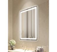 VEVOR Espejo de Tocador de Baño LED con Iluminación Frontal y Retroiluminada, con Memoria y Luces, con Temperatura Regulable de 3 Colores sin Niveles, 10-100%, Montado en la Pared, 600 x 800 x 26 mm