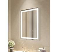 VEVOR Espejo de Tocador de Baño LED, con Iluminación Frontal y Retroiluminada, con Memoria y Luces, Temperatura Regulable de 3 Colores sin Niveles, 10% - 100%, Montado en la Pared, 500 x 700 x 26 mm