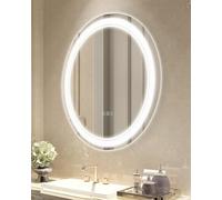 VEVOR Espejo de Tocador Redondo LED con Iluminación Frontal y Retroiluminada, con Memoria y Luces, Espejo de Baño con Temperatura Regulable de 3 Colores sin Niveles, Montado en la Pared, 600 x 21,6 mm