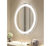 VEVOR Espejo de Tocador Redondo LED con Iluminación Frontal y Retroiluminada, con Memoria y Luces, Espejo de Baño con Temperatura Regulable de 3 Colores sin Niveles, Montado en la Pared, 600 x 21,6 mm
