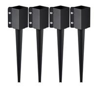 VEVOR Estacas de anclaje para postes de valla, paquete de 4, 24 x 4 x 4 pulgadas de diámetro exterior (diámetro interior 3,5 x 3,5 pulgadas), estaca de poste con recubrimiento de polvo negro de metal,