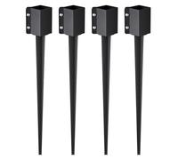 VEVOR Estacas de Anclaje para Postes de Valla, Paquete de 4,36 x 4 x 4 Pulgadas de Diámetro Exterior, Estaca de Poste con Recubrimiento de Polvo Negro de Metal, para Barandilla de Cubierta de Buzón