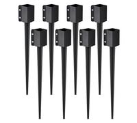 VEVOR Estacas de anclaje para postes de valla, paquete de 8, 36 x 4 x 4 pulgadas de diámetro exterior (diámetro interior 3,5 x 3,5 pulgadas), estaca de poste con recubrimiento en polvo negro de metal,