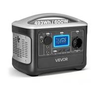 VEVOR Estación de Energía Portátil 600 W, Generador de Energía Batería de Respaldo LiFePO4 de 493 Wh, con 7 Puertos de Salida para Hogar, Campamentos, Viajes en Autocaravana, Panel Solar No Incluido