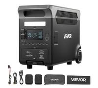 VEVOR Estación de Energía Portátil de 3600 W y 3840 Wh, Generador Solar con 10 Puertos de Salida, 6 Niveles de Potencia de Entrada Ajustables y Batería de Respaldo LiFePO4, 609 x 294 x 457 mm