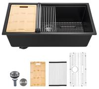 VEVOR, estación de trabajo de cocina de 76 cm con fregadero, fregadero de granito integrado, lavabo individual de estilo rústico con múltiples accesorios, lavavajillas doméstico para caravanas, cocina