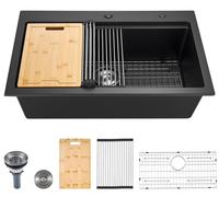 VEVOR, estación de trabajo de cocina de 76 cm con fregadero, fregadero de granito integrado, lavabo individual de estilo rústico con múltiples accesorios, lavavajillas doméstico para autocaravanas, co