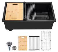 VEVOR, estación de trabajo de cocina de 76 cm con fregadero, fregadero de granito integrado, lavabo individual de estilo rústico con múltiples accesorios, lavavajillas doméstico para caravanas, cocina