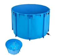 VEVOR Estanque de Lona Sobre Suelo 1700 L Tanque de PVC Sobre el Suelo 150 x 150 x 100 cm para Peces Dorados con Estructura Estable de Plástico y Válvula de Drenaje para Acuicultura, Riego, Azul