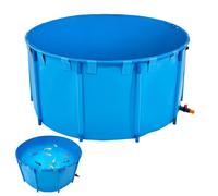 VEVOR Estanque de Lona Sobre Suelo 3100 L Tanque de PVC Sobre el Suelo 200 x 200 x 100 cm para Peces Dorados con Estructura Estable de Plástico y Válvula de Drenaje para Acuicultura, Riego, Azul