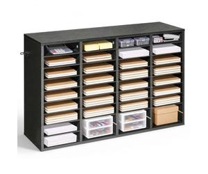 VEVOR Estante de Almacenamiento de Documentos 36 Compartimentos, Organizador de Archivos de Madera 95,7 x 30 x 60 cm, Clasificador de Literatura con Estantes Desmontables para Oficina, Aulas, Negro