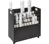 VEVOR Estante de almacenamiento de planos, gabinete de almacenamiento de planos móvil de 50 ranuras, carrito organizador de archivos enrollable de madera para planos de construcción, mapas, pósteres a
