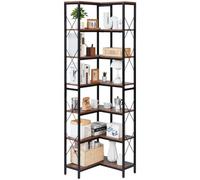VEVOR Estante de Esquina 7 Niveles 60 x 60 x 200 cm en Forma de L Estantería de Esquina con Marco de Metal Estantes de Madera Librería de Almacenamiento para Dormitorio, Sala de Estar, Oficina