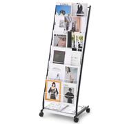 VEVOR Estante de Exhibición de Folletos 6 Niveles Expositor de Revistas de Pie Soportes para Catálogos de Periódicos con 4 Ruedas 2 Bloqueables para Tiendas, Exposiciones, Oficinas, 6 Bolsillos