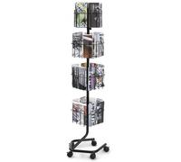 VEVOR Estante de Exhibición de Folletos Soporte de Exhibición de Revistas Giratorio 4 Niveles con 32 Bolsillos para Postales Giratorio de 360° con 5 Ruedas para Tiendas, Exposiciones, Oficinas