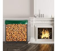 VEVOR Estante de Leña con Cubierta 183,5 x 36,2 x 122 cm Estante para Leña Exterior Capacidad de Carga 590 kg Estante de Leña de Acero Estante para Leña con Pies Estante de Registro de Chimenea Negro