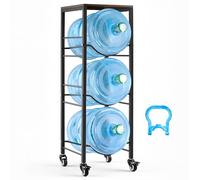 VEVOR Estante para Garrafas de Agua, Soporte para Botellones de Agua, Estantería con Ruedas con Freno para 3 Botellas con Estante Superior, Organizador de Almacenamiento para Oficina Comedor Salón