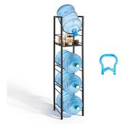 VEVOR Estante para Garrafas de Agua, Soporte para Botellones de Agua, Estantería Metálica de 5 Niveles para 4 Botellas de 11/19 L, Diseño Antivuelco, Organizador de Almacenamiento para Oficina Cocina