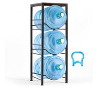 VEVOR Estante para Garrafas de Agua, Soporte para Botellones de Agua, Estantería para 3 Botellas con Estante Superior, Marco de Metal, Organizador de Almacenamiento para Oficina Comedor Sala de Estar