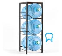 VEVOR Estante para Garrafas de Agua, Soporte para Botellones de Agua, Estantería para 3 Botellas con Estante Superior, Marco de Metal, Organizador de Almacenamiento para Oficina Comedor Sala de Estar