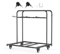 VEVOR Estante para Sillas Plegable, Capacidad de 181 kg, Carrito Resistente para 5 Mesas y 14 Sillas, Soporte para Sillas con Ruedas Giratorias y Ruedas de Bloqueo para Fiestas, Eventos, Negro Mate