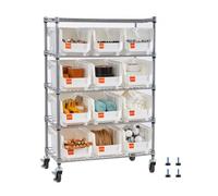 VEVOR Estantería de Almacenamiento con Ruedas de 5 Niveles, 12 Compartimentos Organizadores, para Garaje, Almacén, Oficina, Restaurante, Aula y Cocina, 690 x 355 x 1065 mm, Carga por Nivel 52,2 kg