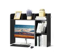 VEVOR Estantería de Escritorio de Madera 94,5x24,1x73,4 cm Organizador de Almacenamiento de Escritorio 2 Niveles con Almohadillas Antideslizantes para los Pies para Oficina, Hogar, Dormitorio, Negro