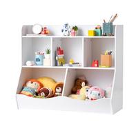 VEVOR Estantería de Juguetes de Madera para Niños de Madera 5 Cubículos | Mueble Organizador para Dormitorio, Sala de Juegos, Jardín de Infantes, Guardería, Estante Infantil de Almacenamiento, Blanco