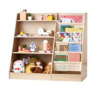 VEVOR Estantería de Madera para Niños de 4 Niveles Librería con Eslinga de Seis Capas Estantería para Libros para Almacenamiento Gabinete Organizador de Juguetes para Libros para Habitación de Niños