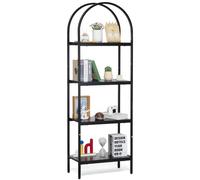 VEVOR Estantería de Metal de 300 x 600 x 1800 mm Estantería Industrial Arqueada de 4 Niveles, Pequeña Estantería Rústica Vintage con Estantes Abiertos para Sala de Estar, Dormitorio y Oficina, Negro