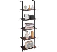 VEVOR Estantería de Pared de Madera Rústica Flotante de 5 Niveles, 44 x 30 cm, Estilo Industrial, con Forma de Tubo Cuadrado, para Exhibir Libros, para Cocina, Baño y Sala de Estar, Color Negro
