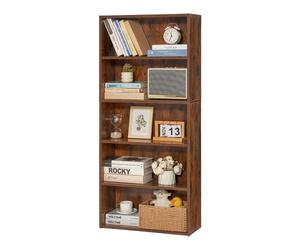 VEVOR Estantería Estrecha de 5 Niveles de 59,8 x 23,7 x 134,5 cm, Estantería Abierta de Madera con Estantes de Altura Ajustable, Estantería de Piso de Exhibición Alta para Biblioteca, Oficina, Marrón